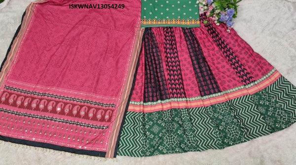 Digital Printed Zari Gota Silk Lehenga With Blouse And Dupatta-ISKWNAV13054249
