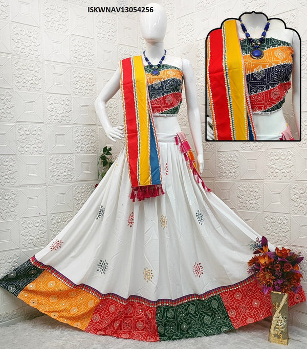Digital Printed Zari Gota Silk Lehenga With Blouse And Dupatta-ISKWNAV13054256