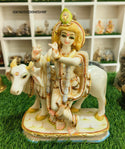 Marble Krishna With Cow-ISK1605DD0H05H9F