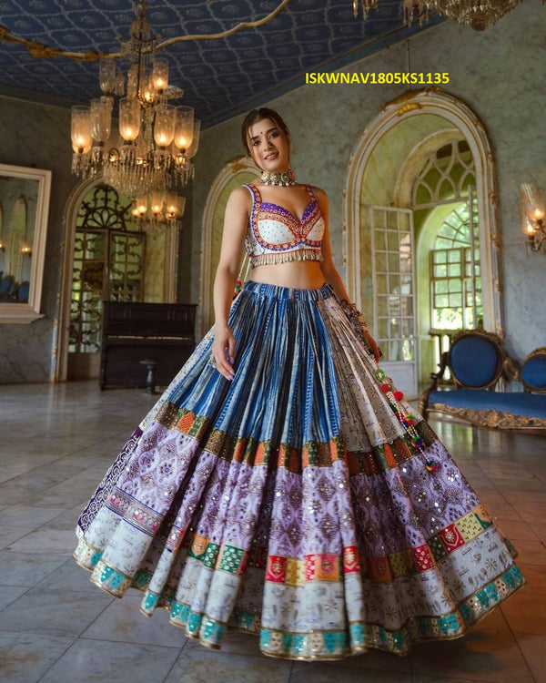 Digital Printed Chinon Silk Lehenga With Blouse And Dupatta-ISKWNAV1805KS1135