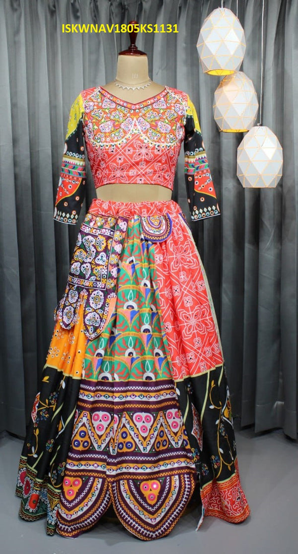 Digital Printed Chinon Silk Lehenga With Blouse And Dupatta-ISKWNAV1805KS1131