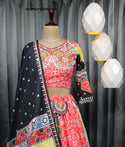 Digital Printed Chinon Silk Lehenga With Blouse And Dupatta-ISKWNAV1805KS1131