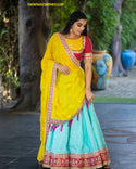 Digital Printed Chinon Silk Lehenga With Blouse And Dupatta-ISKWNAV1805KS1139