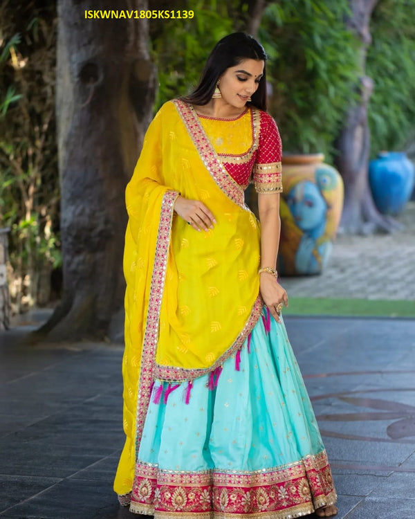 Digital Printed Chinon Silk Lehenga With Blouse And Dupatta-ISKWNAV1805KS1139