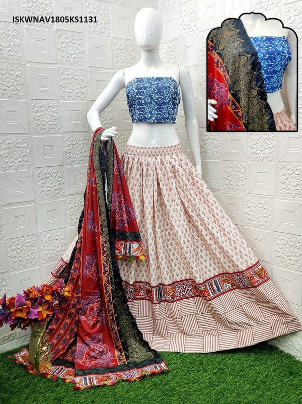 Digital Printed Chinon Silk Lehenga With Blouse And Dupatta-ISKWNAV1805KS1131