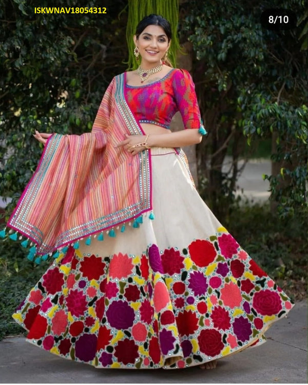 Digital Printed Chinon Silk Lehenga With Blouse And Dupatta-ISKWNAV18054312