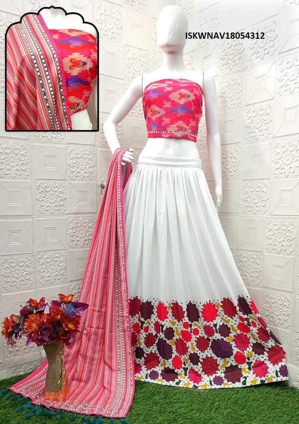 Digital Printed Chinon Silk Lehenga With Blouse And Dupatta-ISKWNAV18054312