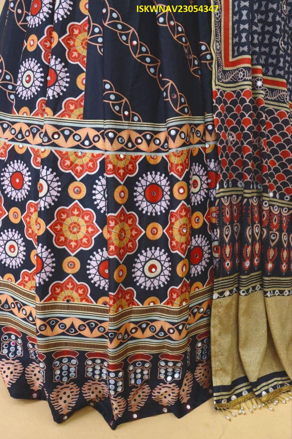 Digital Printed Butter Silk Lehenga With Blouse And Dupatta-ISKWNAV23054347