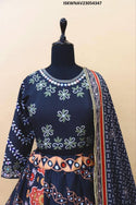 Digital Printed Butter Silk Lehenga With Blouse And Dupatta-ISKWNAV23054347