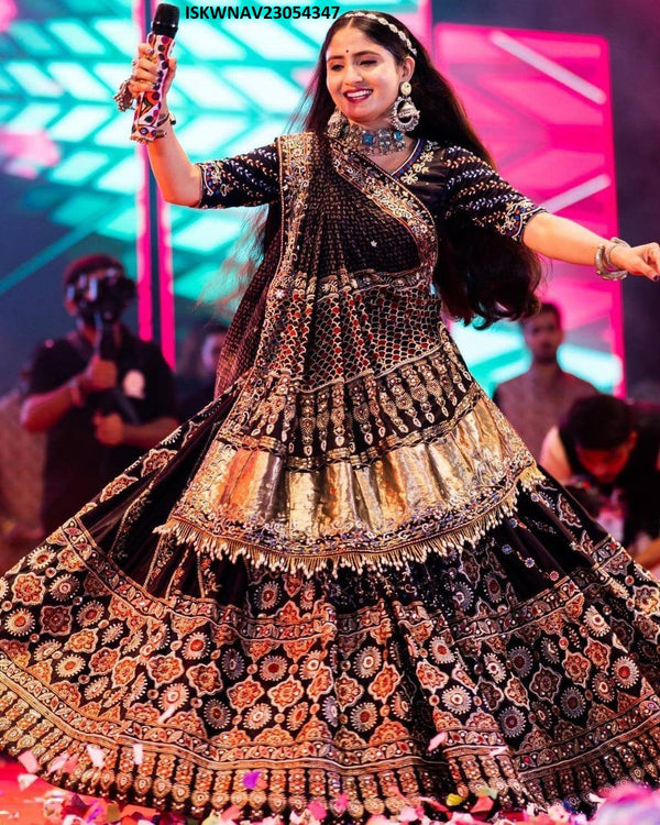 Digital Printed Butter Silk Lehenga With Blouse And Dupatta-ISKWNAV23054347