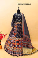 Digital Printed Butter Silk Lehenga With Blouse And Dupatta-ISKWNAV23054347