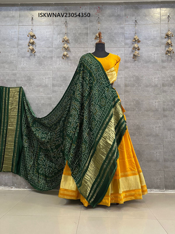 Gaji Silk Lehenga With Blouse And Digital Printed Modal Dupatta-ISKWNAV23054350