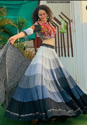 Ombre Cotton Lehenga With Blouse And Lehariya Printed Dupatta-ISKWNAV24054388