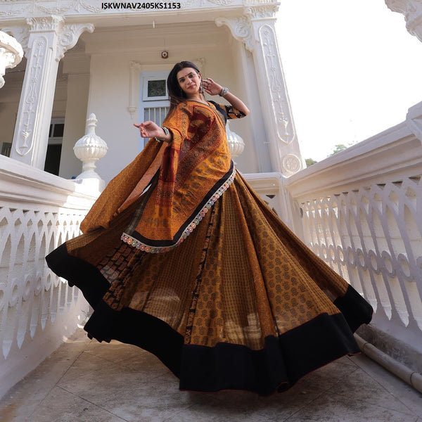 Digital Printed Butter Silk Lehenga With Blouse And Dupatta-ISKWNAV2405KS1153
