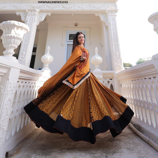 Digital Printed Butter Silk Lehenga With Blouse And Dupatta-ISKWNAV2405KS1153