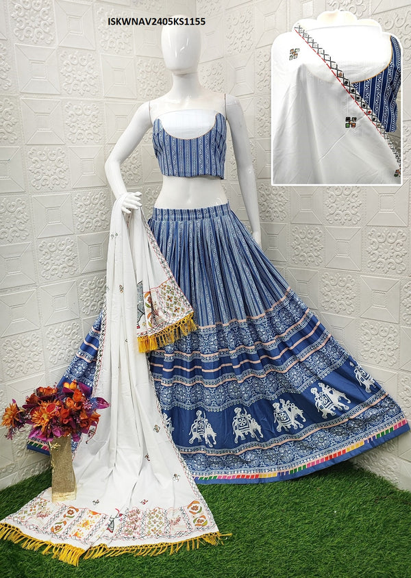 Digital Printed Butter Silk Lehenga With Blouse And Dupatta -ISKWNAV2405KS1155
