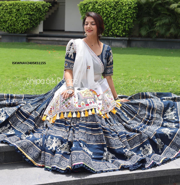 Digital Printed Butter Silk Lehenga With Blouse And Dupatta -ISKWNAV2405KS1155