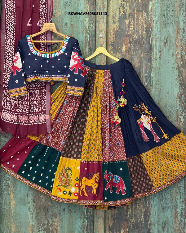 Digital Printed Butter Silk Lehenga With Blouse And Dupatta-ISKWNAV2605KS1140