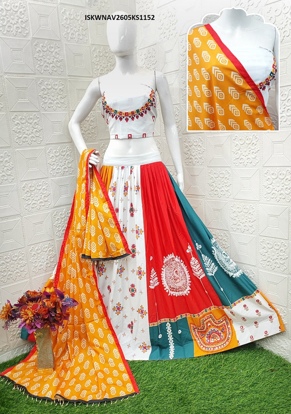 Digital Printed Butter Silk Lehenga With Blouse And Dupatta-ISKWNAV2605KS1152