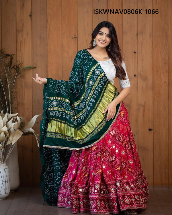 Digital Printed Butter Silk Lehenga With Blouse And Dupatta-ISKWNAV0806K-1066
