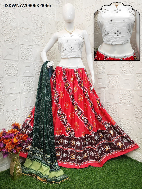 Digital Printed Butter Silk Lehenga With Blouse And Dupatta-ISKWNAV0806K-1066