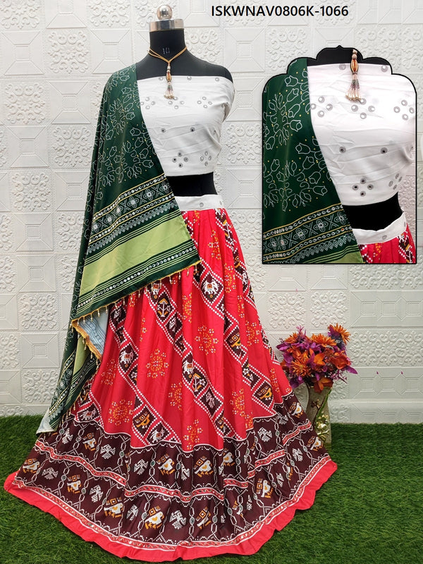 Digital Printed Butter Silk Lehenga With Blouse And Dupatta-ISKWNAV0806K-1066