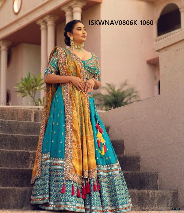 Digital Printed Butter Silk Lehenga With Blouse And Dupatta-ISKWNAV0806K-1060