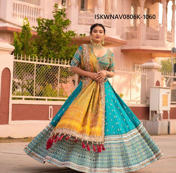 Digital Printed Butter Silk Lehenga With Blouse And Dupatta-ISKWNAV0806K-1060