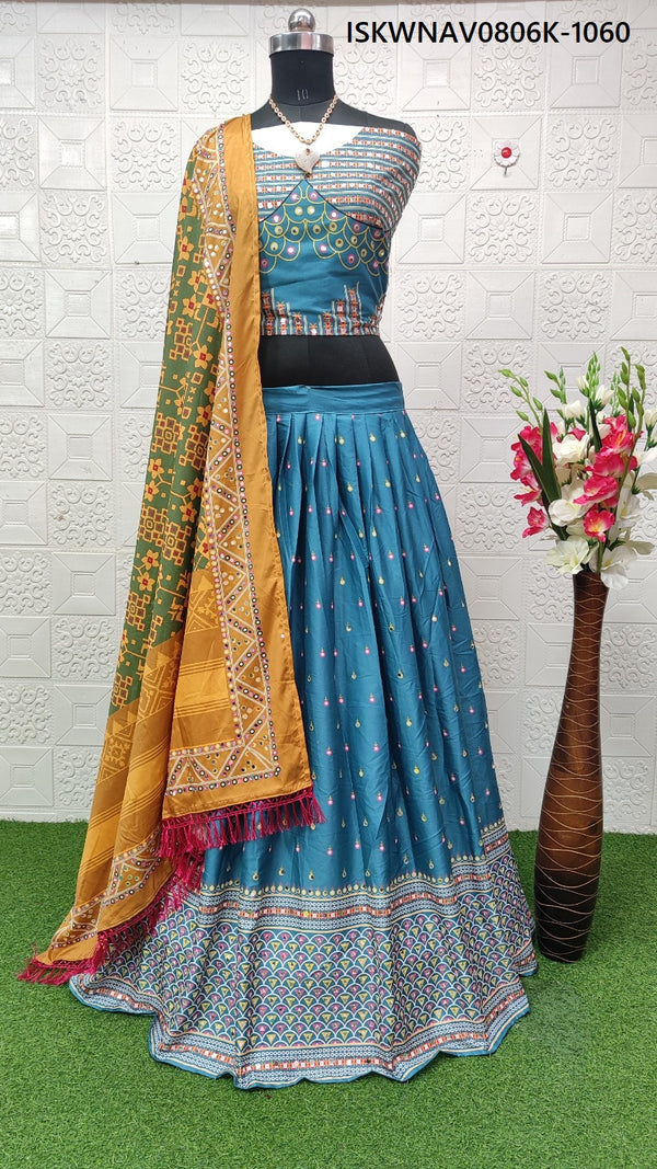 Digital Printed Butter Silk Lehenga With Blouse And Dupatta-ISKWNAV0806K-1060