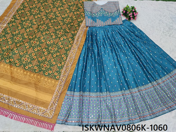 Digital Printed Butter Silk Lehenga With Blouse And Dupatta-ISKWNAV0806K-1060