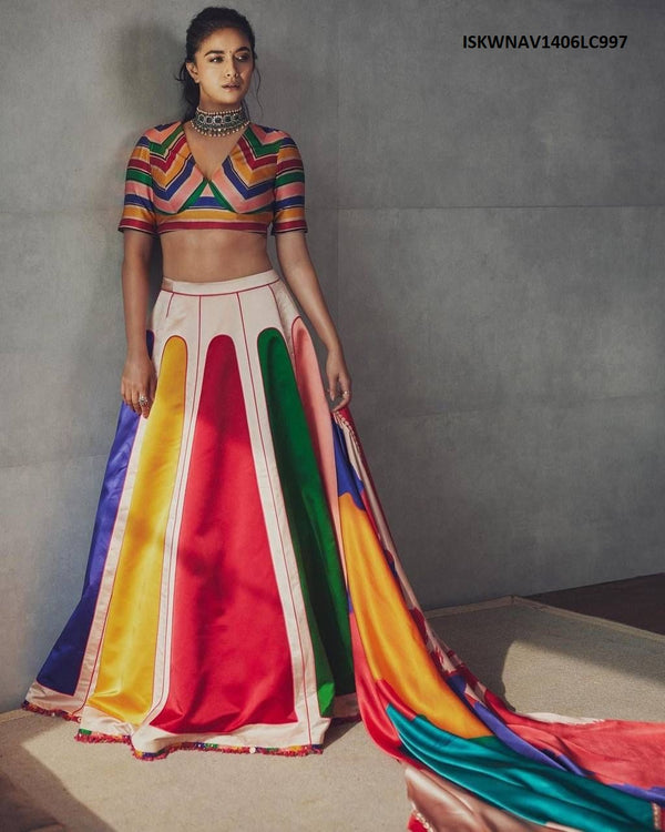 Digital Printed Zari Gota Silk Lehenga With Blouse And Dupatta-ISKWNAV1406LC997