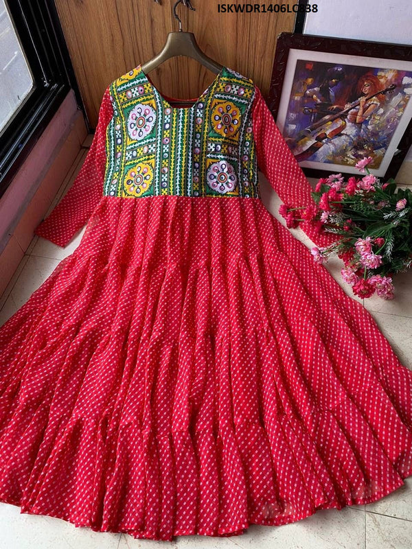 Digital Lehariya Printed Georgette Dress-ISKWDR1406LC838