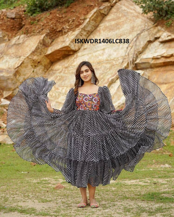 Digital Lehariya Printed Georgette Dress-ISKWDR1406LC838