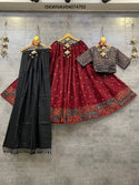 Ajrakh Printed Cotton Lehenga With Blouse And Dupatta-ISKWNAV04074702