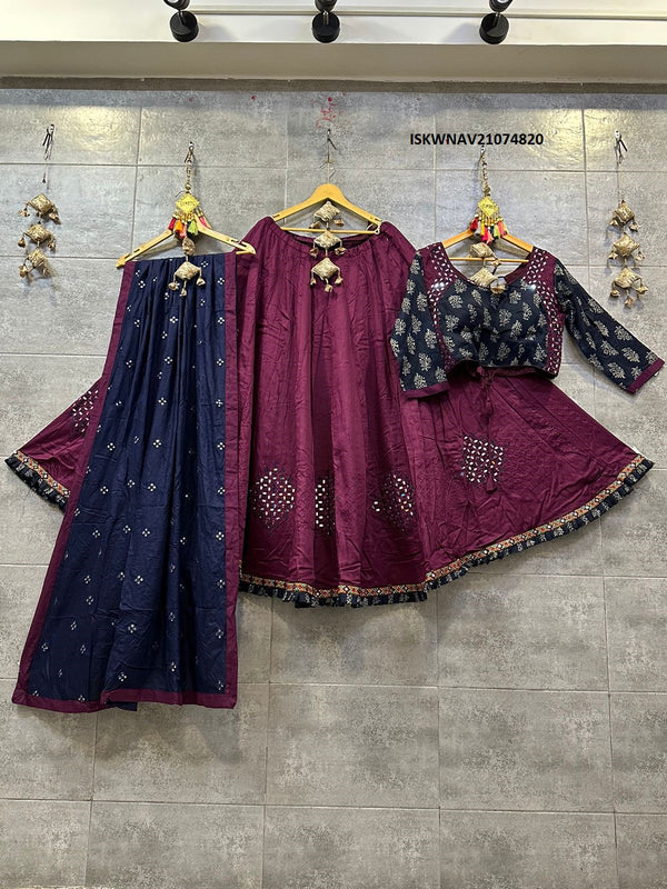 Sequined Cotton Lehenga With Blouse And Dupatta-ISKWNAV21074820