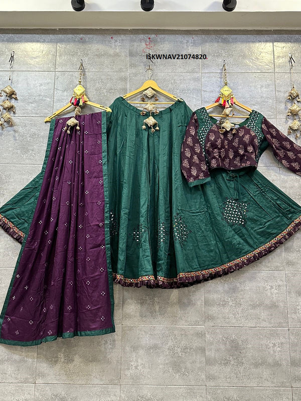 Sequined Cotton Lehenga With Blouse And Dupatta-ISKWNAV21074820