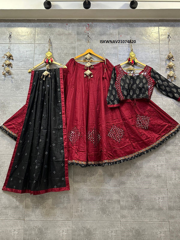 Sequined Cotton Lehenga With Blouse And Dupatta-ISKWNAV21074820