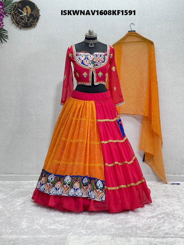 Digital Printed Georgette Lehenga With Blouse And Dupatta-ISKWNAV1608KF1591