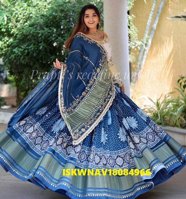 Printed Maslin Cotton Lehenga With Blouse And Dupatta-ISKWNAV18084966