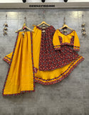 Multi Layered Cotton Lehenga With Blouse And Dupatta-ISKWNAV19084980