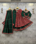 Multi Layered Cotton Lehenga With Blouse And Dupatta-ISKWNAV19084980