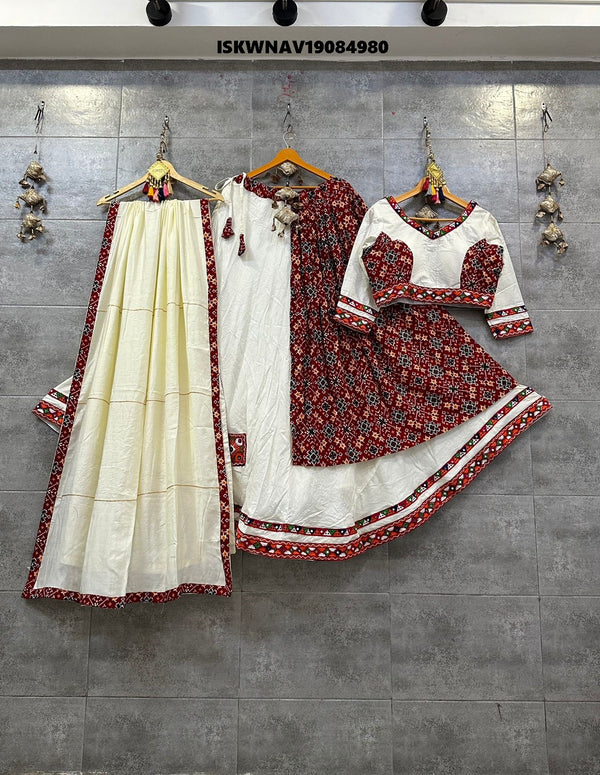 Multi Layered Cotton Lehenga With Blouse And Dupatta-ISKWNAV19084980