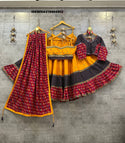 Printed Cotton Lehenga With Blouse And Dupatta-ISKWNAV19084982