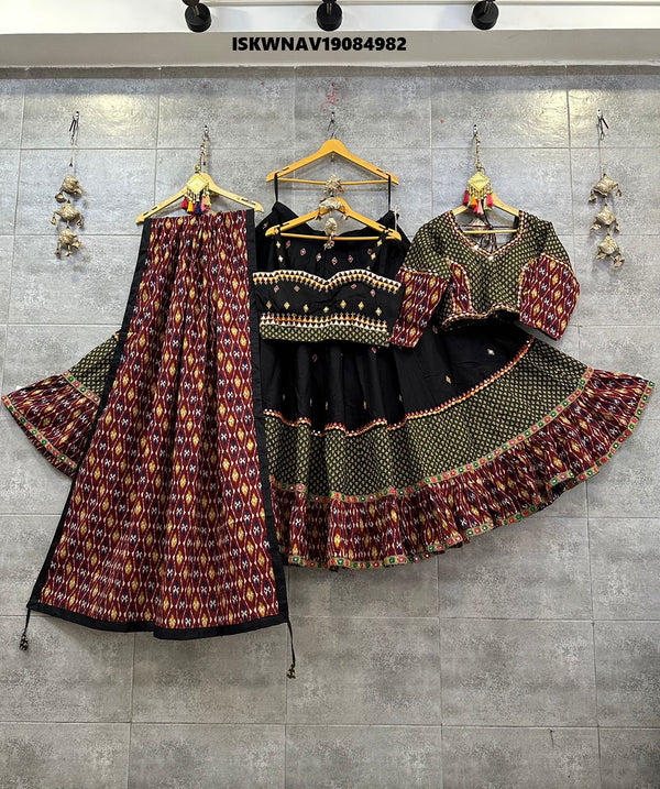 Printed Cotton Lehenga With Blouse And Dupatta-ISKWNAV19084982