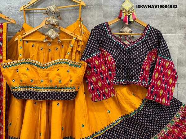 Printed Cotton Lehenga With Blouse And Dupatta-ISKWNAV19084982