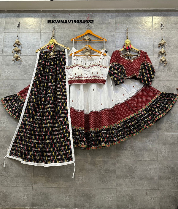 Printed Cotton Lehenga With Blouse And Dupatta-ISKWNAV19084982