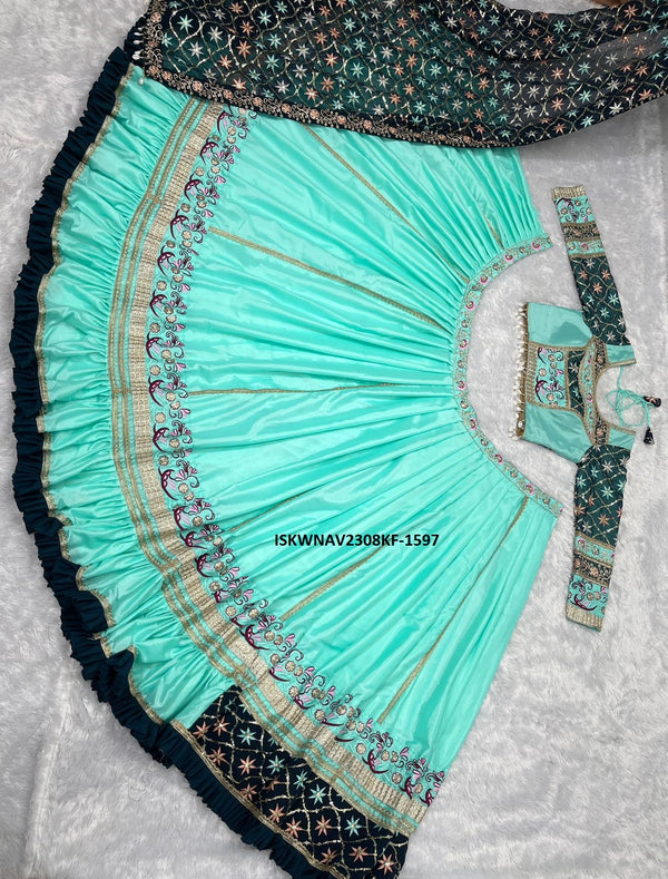 Embroidered Silk Lehenga With Blouse And Georgete Dupatta-ISKWNAV2308KF-1597