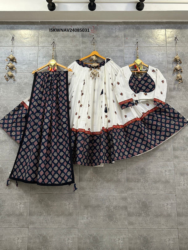 Cotton Lehenga With Blouse And Printed Dupatta-ISKWNAV24085031