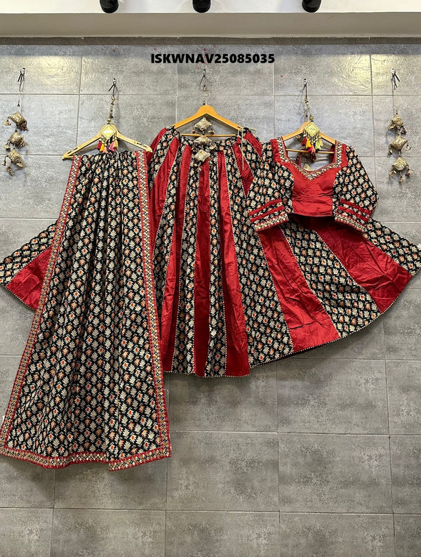Printed Cotton Lehenga With Blouse And Dupatta-ISKWNAV25085035