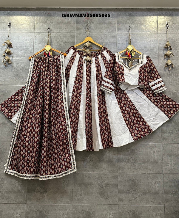 Printed Cotton Lehenga With Blouse And Dupatta-ISKWNAV25085035